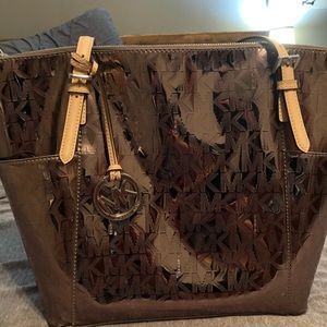 Michael Kors Jet Set mirror metallic tote